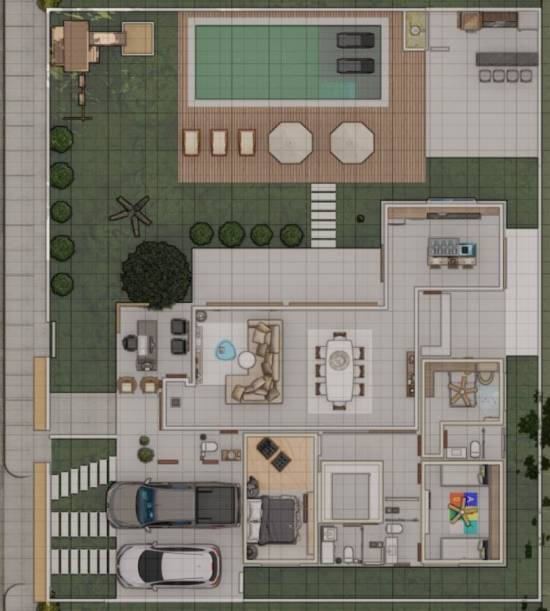 Vista do projeto Casa com piscina 20 × 24